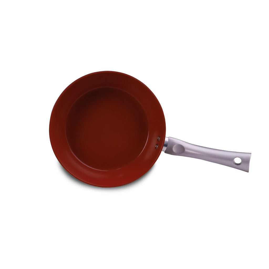 Silver and red aluminum cookware set — product view 2