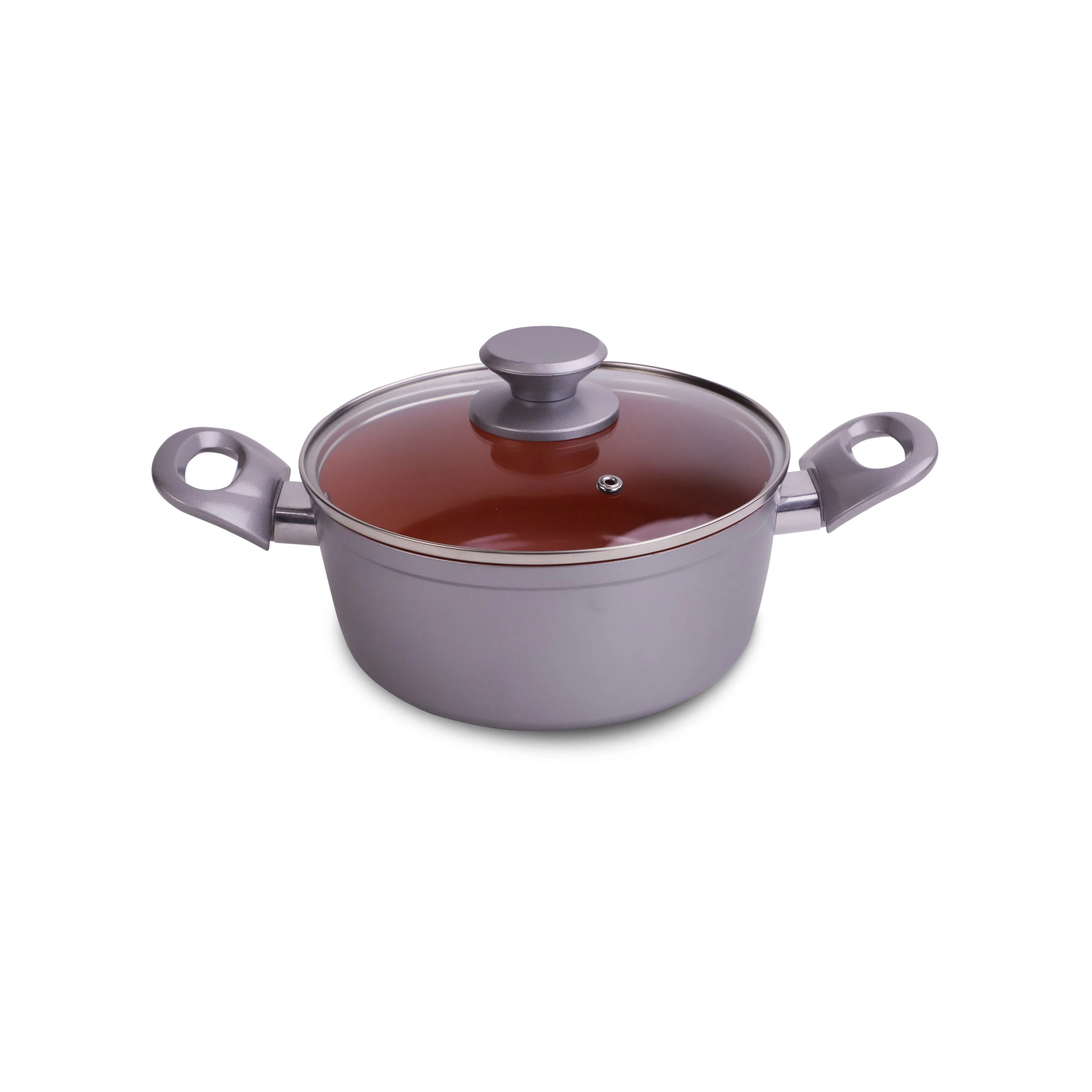 Silver and red aluminum cookware set — product view 3
