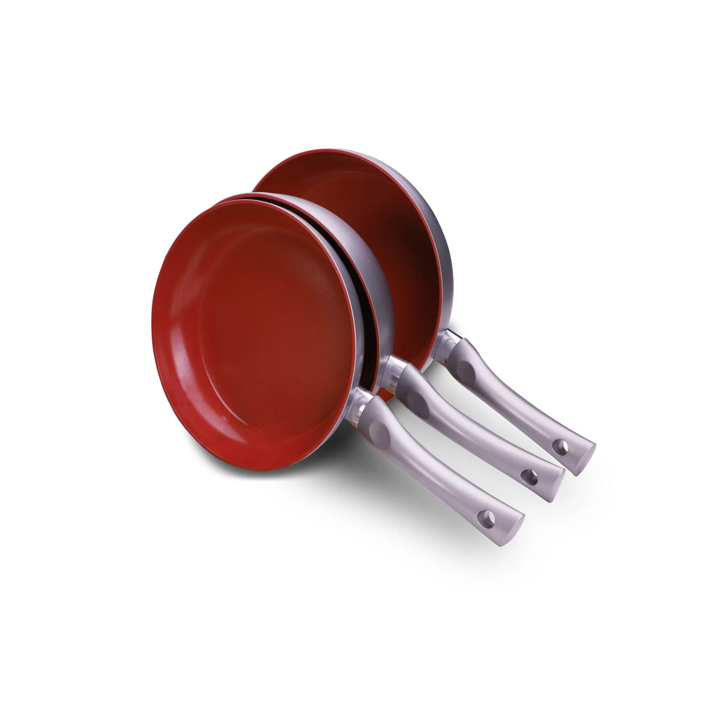 Silver and red aluminum cookware set — product view 4
