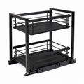 AI-generated visualization — Pull-out Double-layer Lath Drawer Kitchen Cabinet Spice Jar Pull-out Basket Retractable Storage Rack, view 1