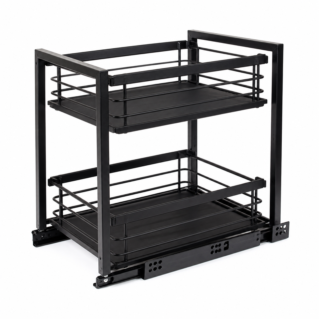 AI-generated visualization — Pull-out Double-layer Lath Drawer Kitchen Cabinet Spice Jar Pull-out Basket Retractable Storage Rack, view 1