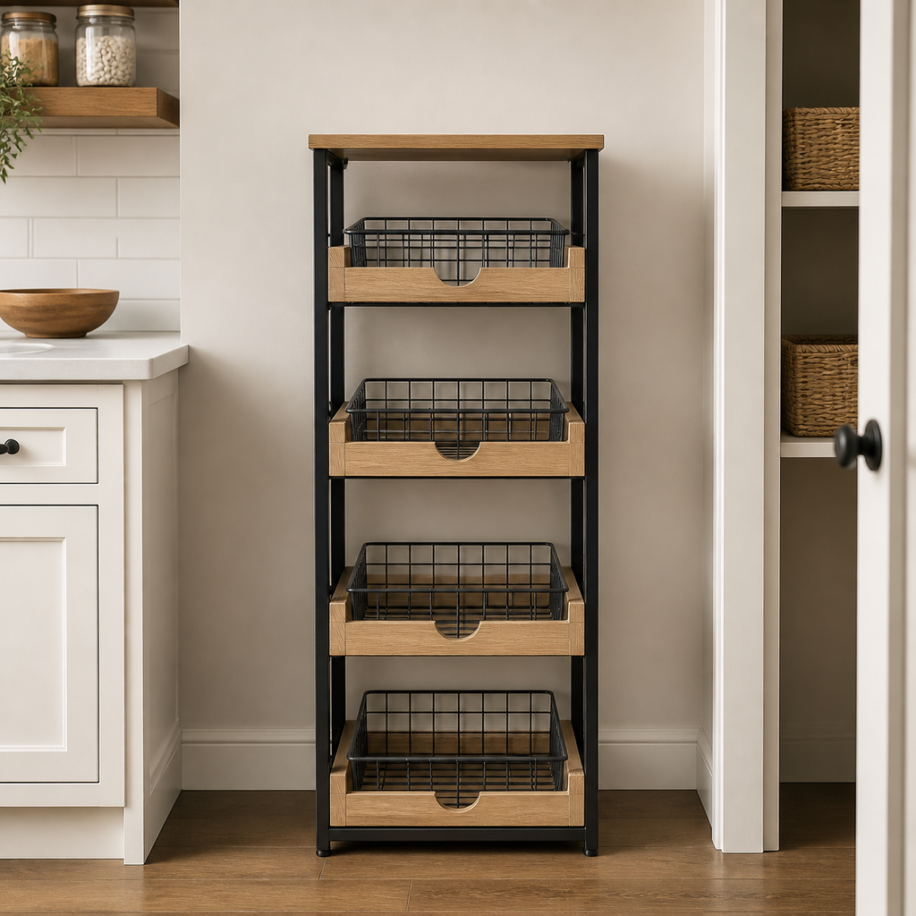 AI-generated visualization — 4-storey Iron Frame With Pull-out Basket, view 2